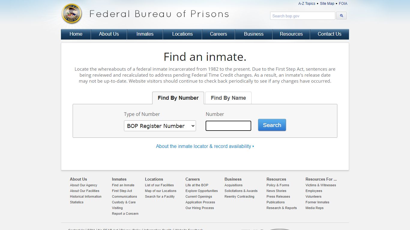 Inmate Locator - BOP